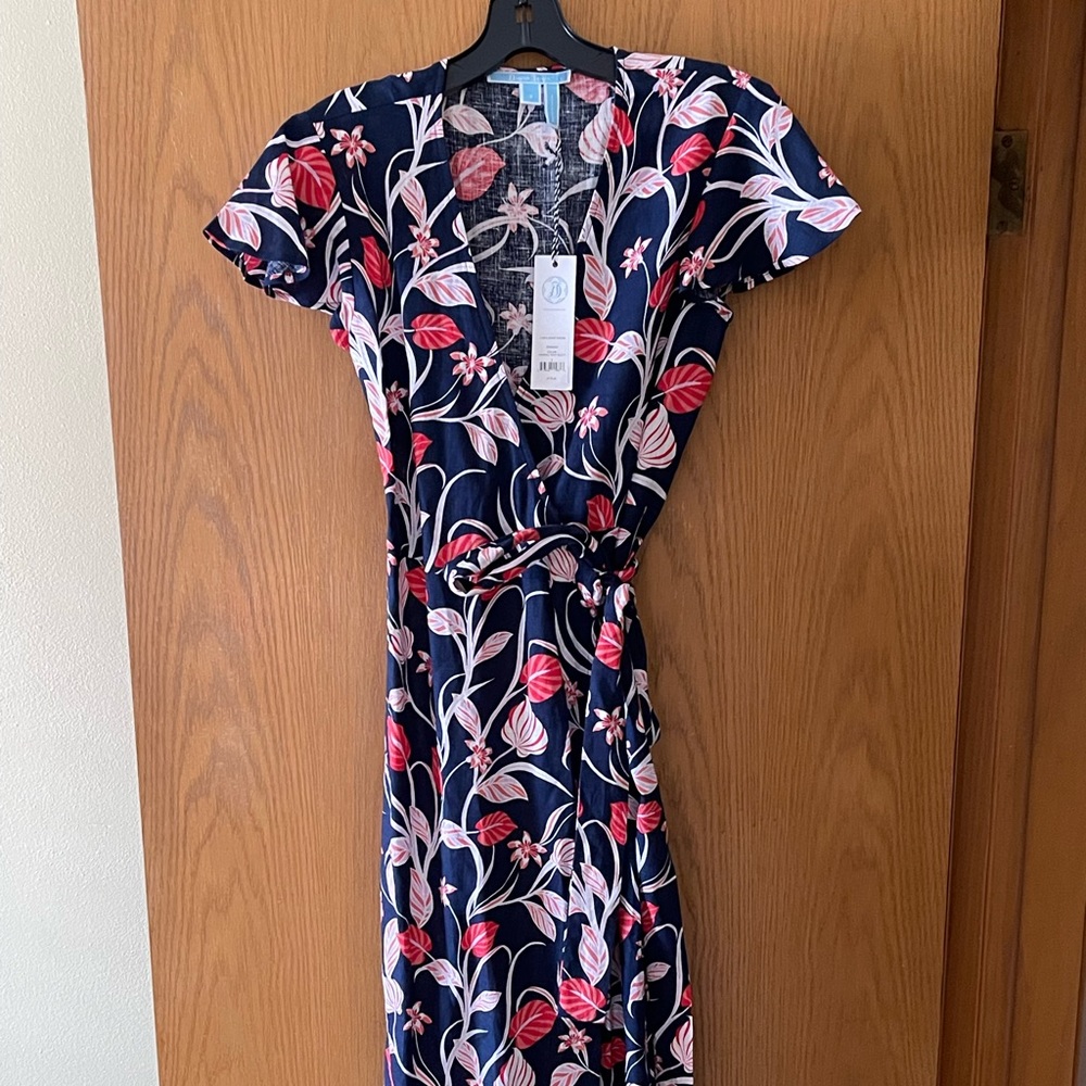 NWT Draper James Linen Wrap Dress Size 2